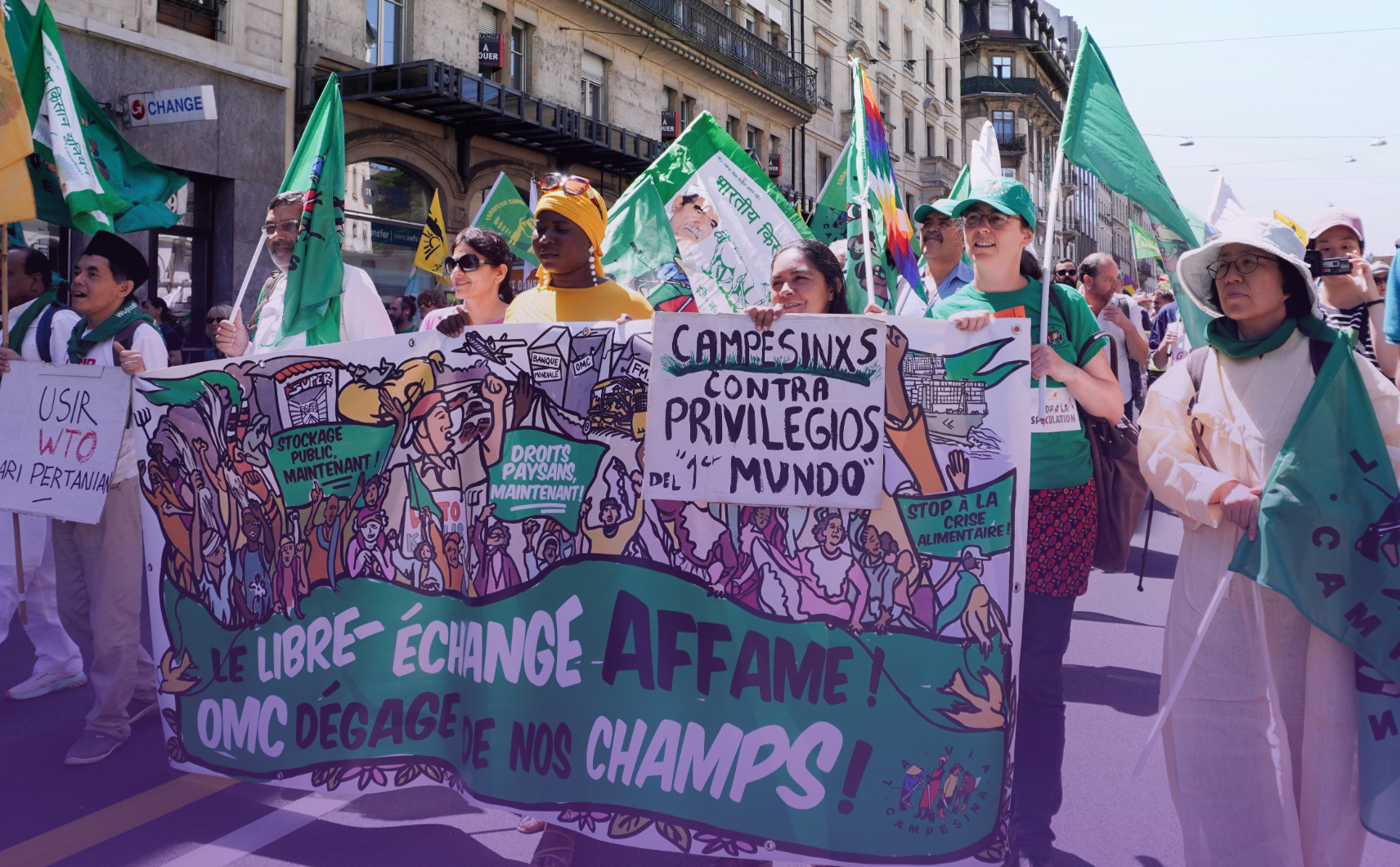 En finir avec la faim et avec l’OMC : la caravane paysanne à Genève contre le libre-échange