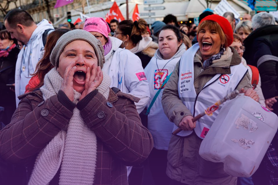 Jubilación en Francia: se levantan las mujeres