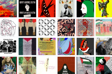 Galeria de cartazes em solidariedade às mulheres palestinas